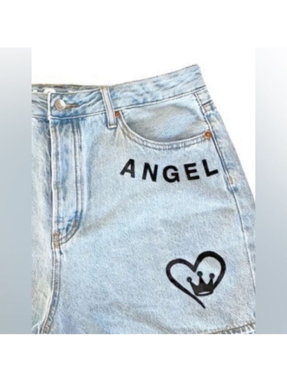 S.O.N.G Women's Y2K style Timeless High Waisted Denim Shorts Size 7/28 Inseam 3" - Picture 4 of 7